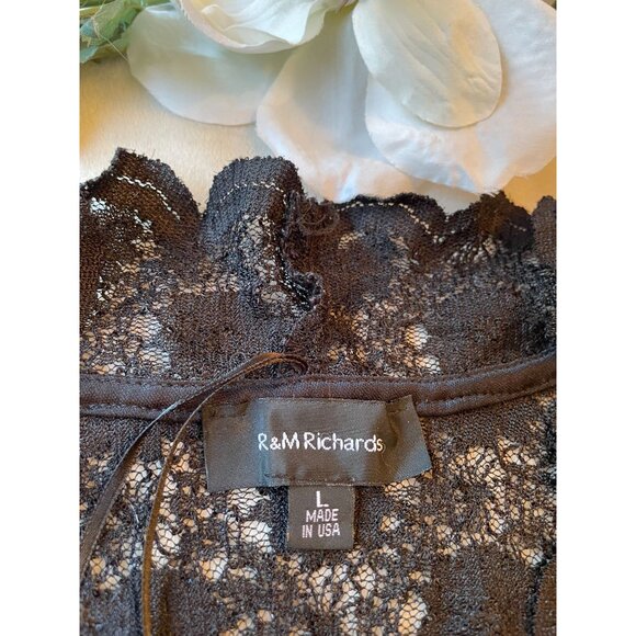 Vintage Black Lace Long Sleeve Top With Sequins - Size L Whimsygoth Cutegoth Y2K - Picture 6 of 10